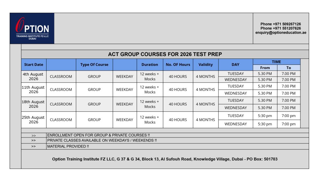 ACT Test Preparation Course in Dubai